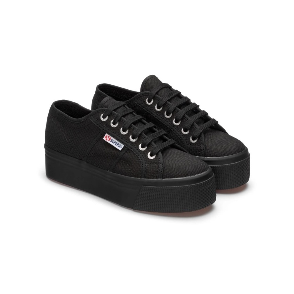 Superga black platform sneakers size 8.5 (39 1/2)